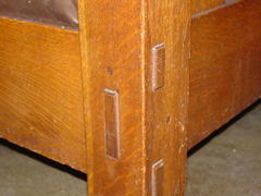 Detail through-tenon construction on front leg.